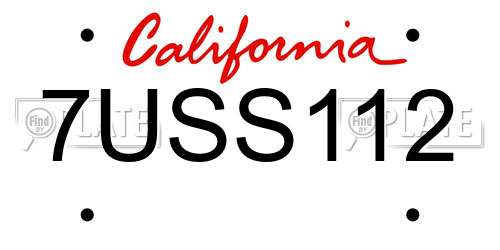 7USS112 California License Plate