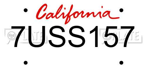 7USS157 California License Plate