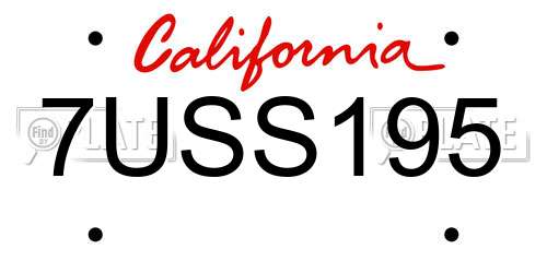 7USS195 California License Plate