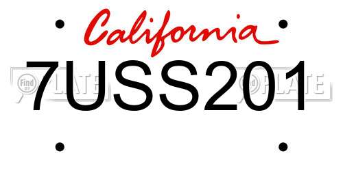 7USS201 California License Plate