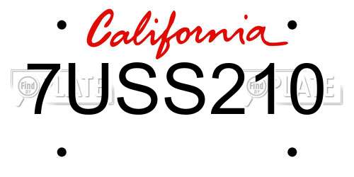 7USS210 California License Plate