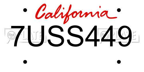 7USS449 California License Plate