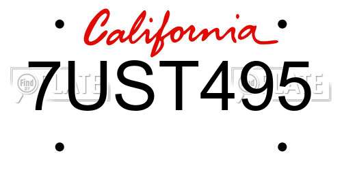 7UST495 California License Plate