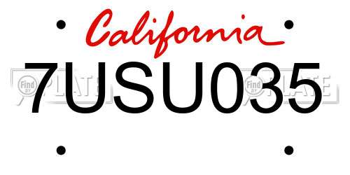 7USU035 California License Plate