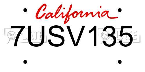 7USV135 California License Plate