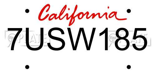 7USW185 California License Plate