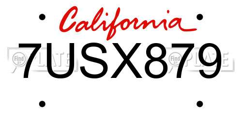 7USX879 California License Plate