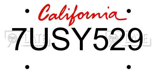 7USY529 California License Plate