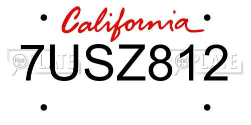 7USZ812 California License Plate