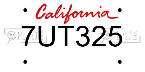 7UT325 California License Plate
