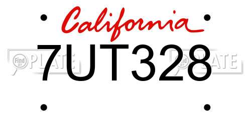 7UT328 California License Plate