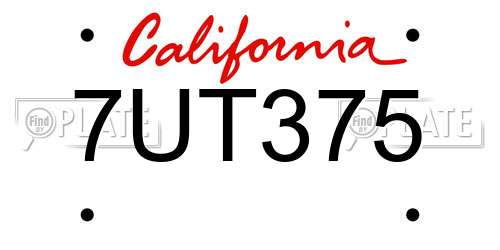 7UT375 California License Plate