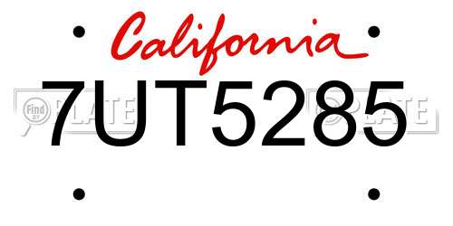 7UT5285 California License Plate