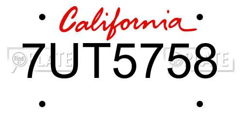 7UT5758 California License Plate