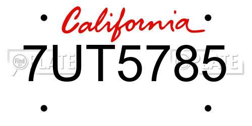7UT5785 California License Plate