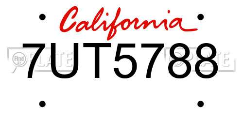 7UT5788 California License Plate