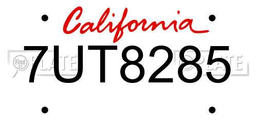7UT8285 California License Plate