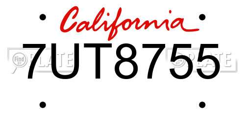 7UT8755 California License Plate