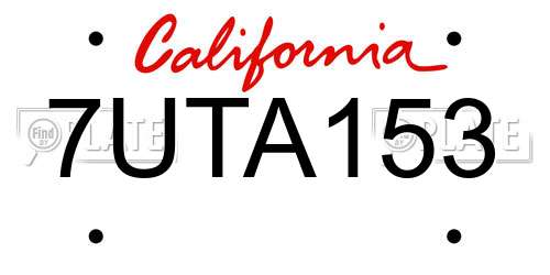 7UTA153 California License Plate