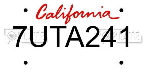 7UTA241 California License Plate