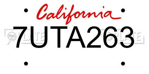 7UTA263 California License Plate