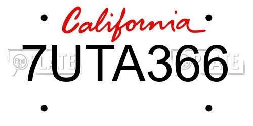 7UTA366 California License Plate