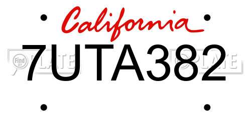 7UTA382 California License Plate