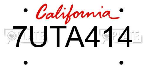 7UTA414 California License Plate
