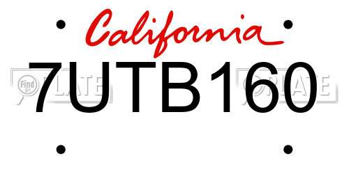 7UTB160 California License Plate