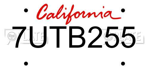 7UTB255 California License Plate