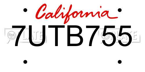 7UTB755 California License Plate