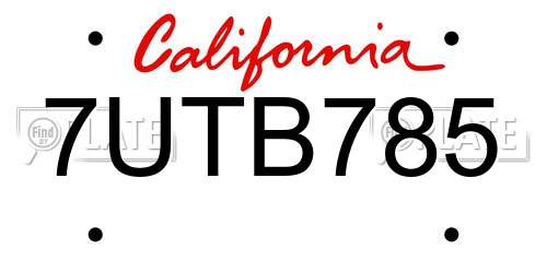 7UTB785 California License Plate