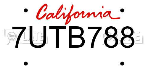 7UTB788 California License Plate