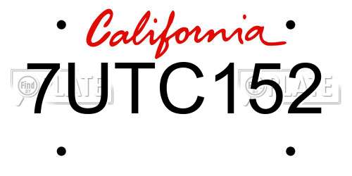 7UTC152 California License Plate