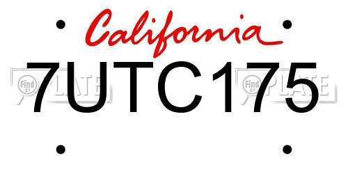 7UTC175 California License Plate