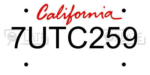 7UTC259 California License Plate