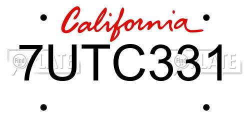 7UTC331 California License Plate