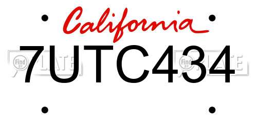 7UTC434 California License Plate
