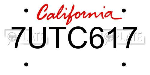 7UTC617 California License Plate