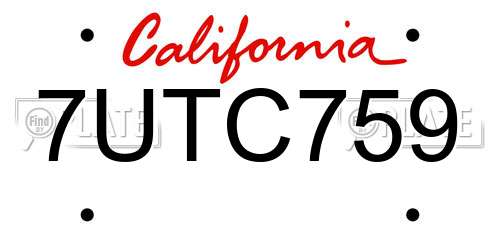 7UTC759 California License Plate