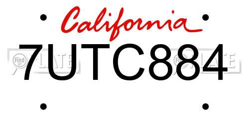7UTC884 California License Plate