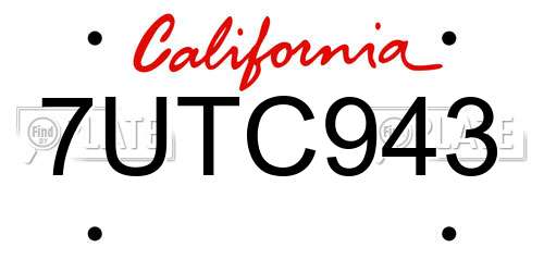 7UTC943 California License Plate