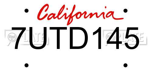 7UTD145 California License Plate