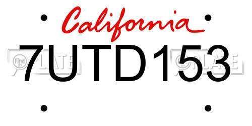 7UTD153 California License Plate