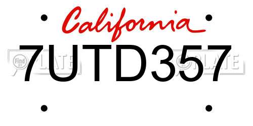 7UTD357 California License Plate