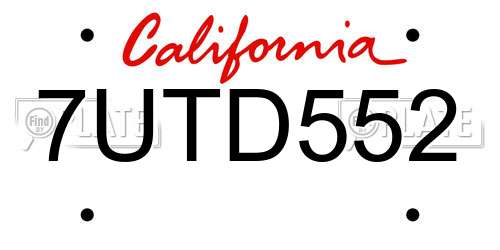 7UTD552 California License Plate