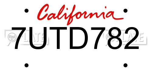 7UTD782 California License Plate
