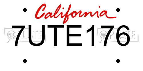 7UTE176 California License Plate