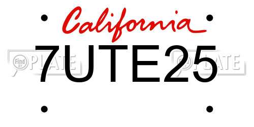 7UTE25 California License Plate