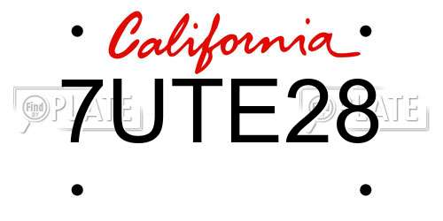 7UTE28 California License Plate